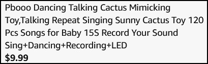 Dancing Talking Cactus Mimicking Toy Checkout