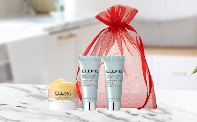Elemis Pro Collagen Mini Icons Gift Set on a Table