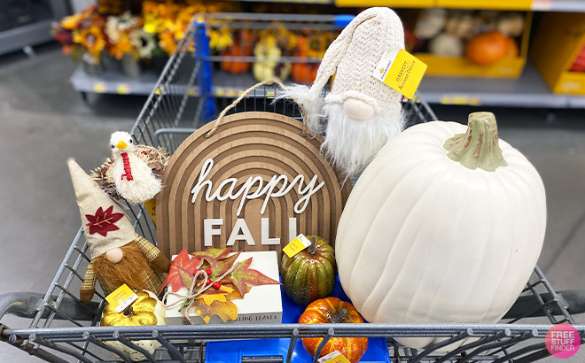 Fall Decorations in a Shopping Cart