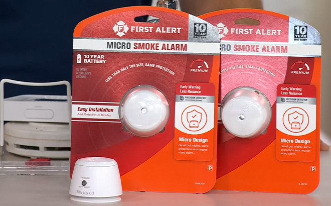 First Alert Micro Smoke Alarm 2 Pack on the Table