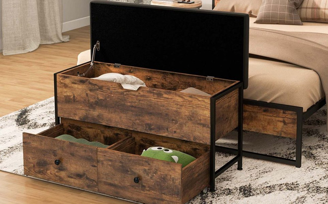 Flip Top Wooden Storage Bench with Cushion Flip Top Wooden Storage Bench with Cushion