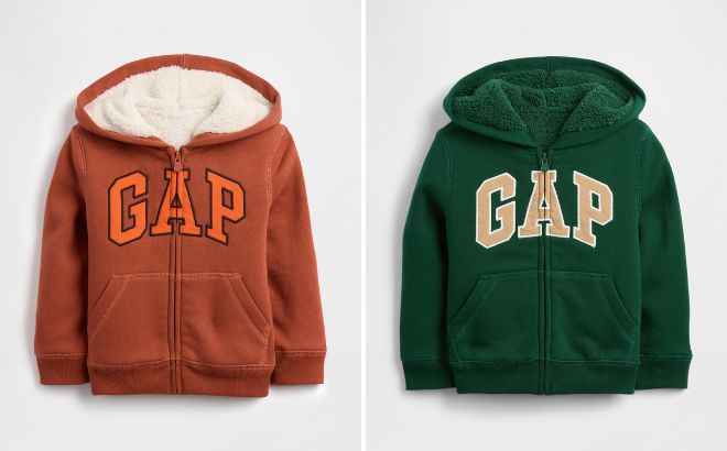 GAP Factory babyGap Logo Sherpa Lined Zip Hoodie GAP Factory babyGap Logo Sherpa Lined Zip Hoodie