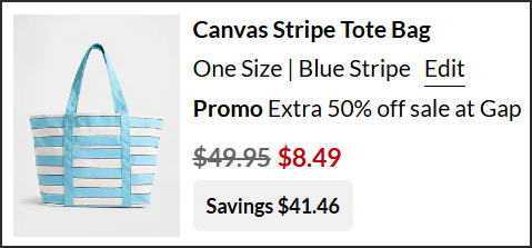 GAP Tote Bag at Checkout GAP Tote Bag at Checkout