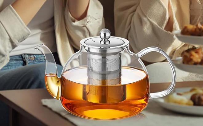 Glass Teapot with Infuser at Table Glass Teapot with Infuser at Table