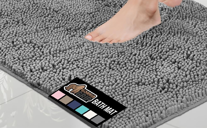 Gorilla Grip RIP Bath Rug Mat in Gray Gorilla Grip RIP Bath Rug Mat in Gray