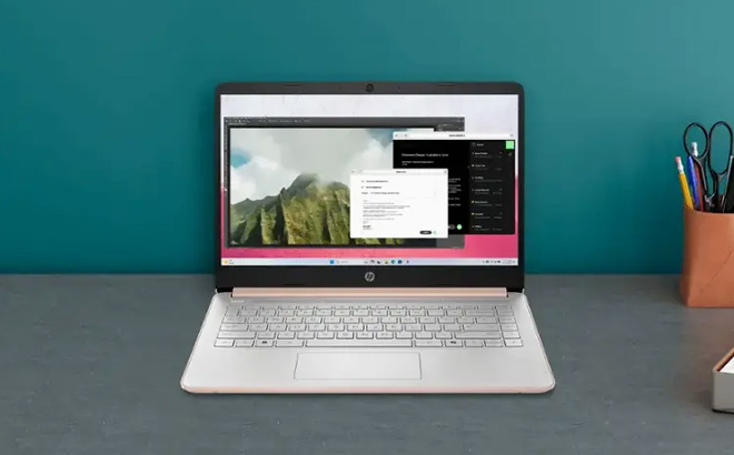HP 14 Inch Laptop on Desk