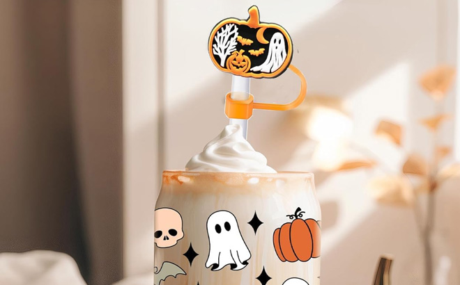 Halloween Straw Topper in Pumpkin Shape