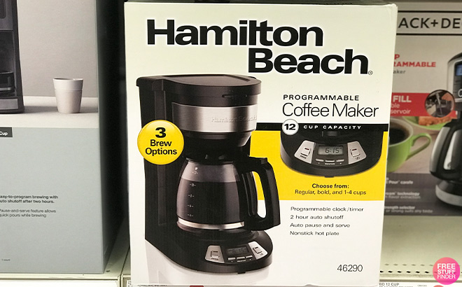Hamilton Beach 12 Cup Programmable Coffee Maker on the Shelf