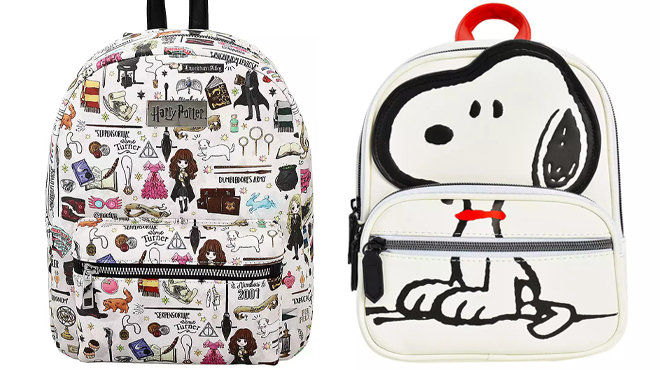 Harry Potter Hogwarts Mini Backpack and Peanuts Snoopy Red Collar Mini Backpack Harry Potter Hogwarts Mini Backpack and Peanuts Snoopy Red Collar Mini Backpack