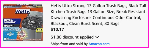 Hefty Tall Trash Bags Checkout Screen
