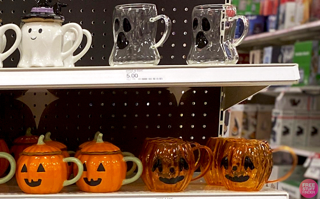 Hyde EEK Glass Figural Ghosty Mugs and Glass Figural Pumpkin Mugs on Store Shelves Hyde EEK Glass Figural Ghosty Mugs and Glass Figural Pumpkin Mugs on Store Shelves