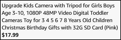 Kids Digital Camera Checkout Page Kids Digital Camera Checkout Page