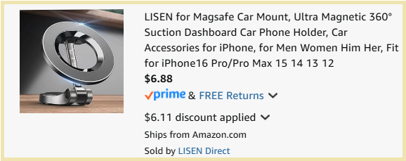 LISEN Ultra Magnetic MagSafe Car Mount Checkout Page