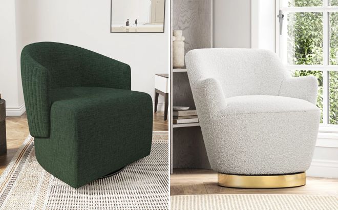 Latitude Run Suhaylah Upholstered Swivel Barrel Chair and Mercer41 Corabeth Upholstered Swivel Armchair Latitude Run Suhaylah Upholstered Swivel Barrel Chair and Mercer41 Corabeth Upholstered Swivel Armchair