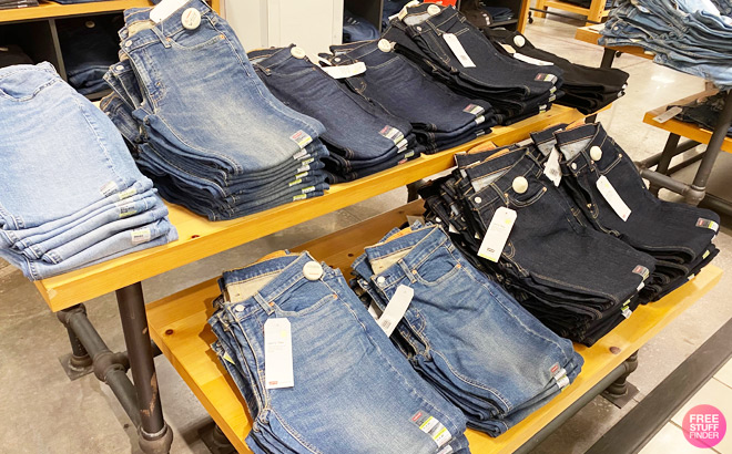 Levis Mens Jeans on a Bench