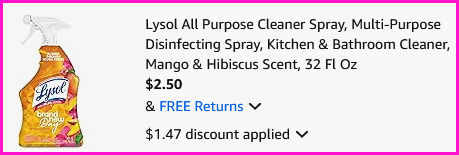 Lysol Cleaner Spray Checkout Screen