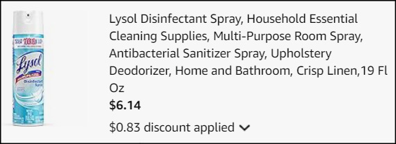 Lysol Disinfectant Spray Checkout
