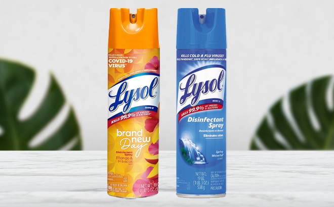 Lysol Disinfectant Spray in Mango Hibiscus and Spring Waterfall Scent