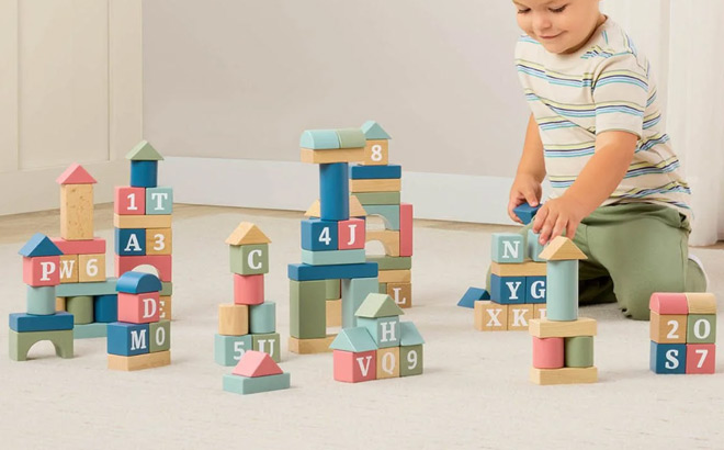 Members Mark 100 Piece Wooden Building Blocks Set