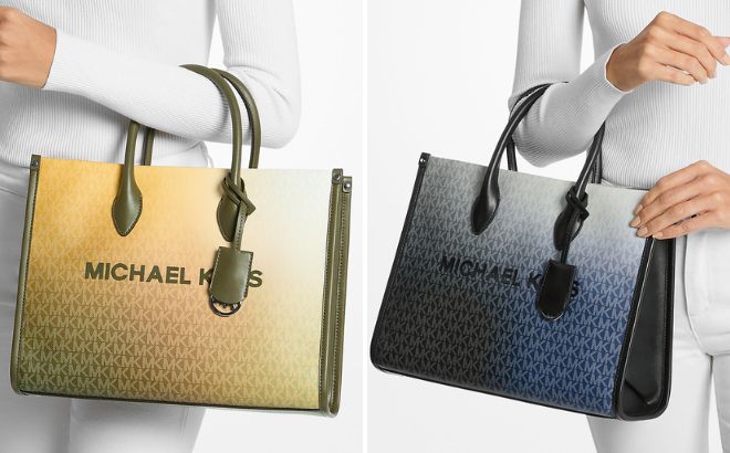 Michael Kors Outlet Mirella Medium Ombre Signature Logo Tote Bag