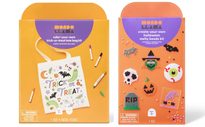 Mondo Llama Halloween Craft Trick or Treat Bag Coloring Kit and Melty Beads Craft Kit Mondo Llama Halloween Craft Trick or Treat Bag Coloring Kit and Melty Beads Craft Kit