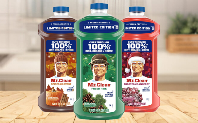 Mr Clean Multi Surface Cleaners in Fall Scents on a Table