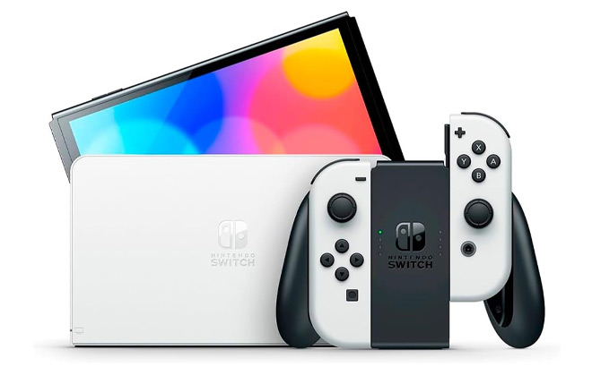 Nintendo Switch OLED with White Joy Con controllers Nintendo Switch OLED with White Joy Con controllers