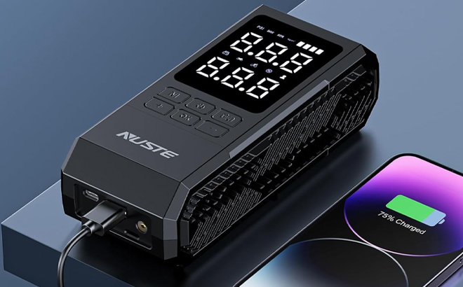 Nuste Portable Tire Inflator on a Table
