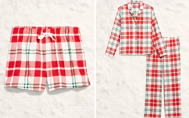 Old Navy Plaid Flannel Womens Pajama Boxer Shorts and Plaid Flannel Womens Pajama Pant Set Old Navy Plaid Flannel Womens Pajama Boxer Shorts and Plaid Flannel Womens Pajama Pant Set