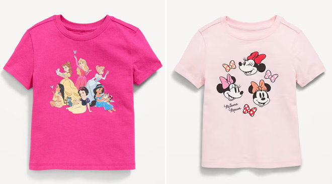 Old Navy Toddler Disney Princesses Graphic T Shirt and Minnie Mouse Graphic T Shirt