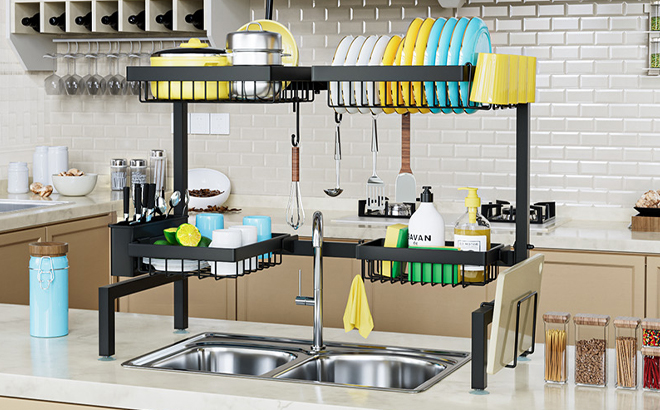 Over The Sink Dish Drying Rack in the Kitchen Over The Sink Dish Drying Rack in the Kitchen