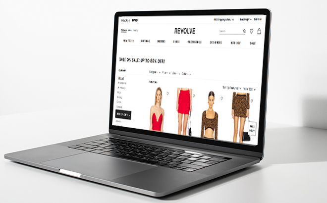 Revolve Sale Website Open on a Laptop