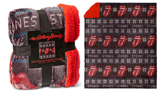 Rolling Stones Holiday Sweater Silk Touch Throw Blanket with Sherpa Reverse