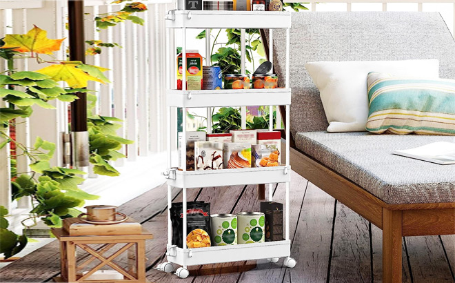 Spacekeepr 4 Tier Slim Rolling Storage Cart