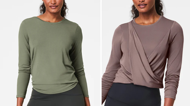 Spanx Long Sleeve Convertible Tie Top and Long Sleeve Wrap Top