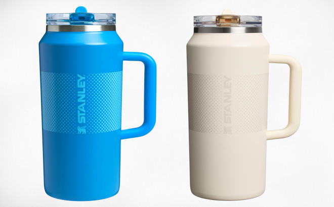 Stanley 64 Ounce Quencher ProTour Flip Straw Tumbler in Cream and Azure Stanley 64 Ounce Quencher ProTour Flip Straw Tumbler in Cream and Azure
