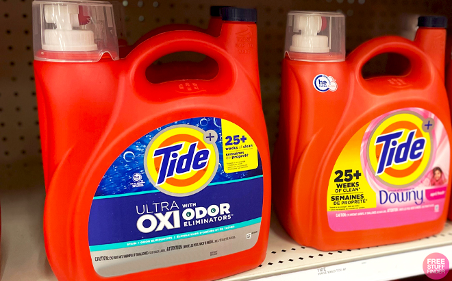 Tide Ultra Odor Defense Plus Oxi Liquid Laundry Detergent on a Store Shelf Tide Ultra Odor Defense Plus Oxi Liquid Laundry Detergent on a Store Shelf