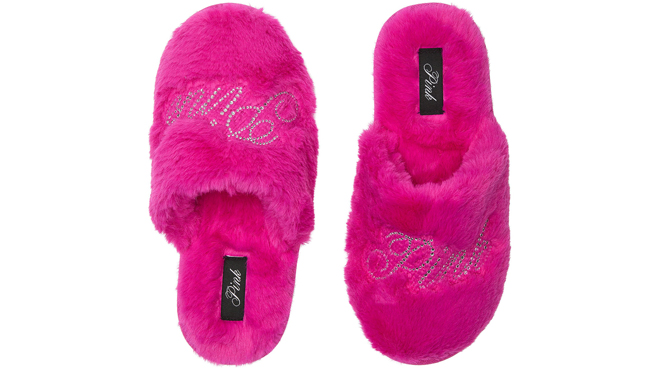 Victorias Secret PINK Faux Fur Closed Toe Slippers