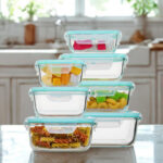 Vtopmart 7 Pack Glass Food Storage Containers ona a Table