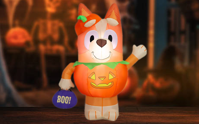 3 5 Feet Bluey Bingo Inflatable on a Table