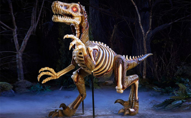 8 Foot Giant Sized Animated LED Zombie Velociraptor