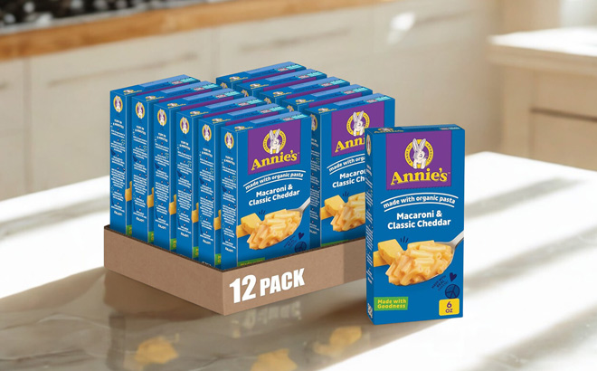 A Box of Annies Mac and Cheese on a Table