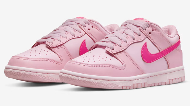 A Pair of Nike Dunk Low Triple Pink Shoes