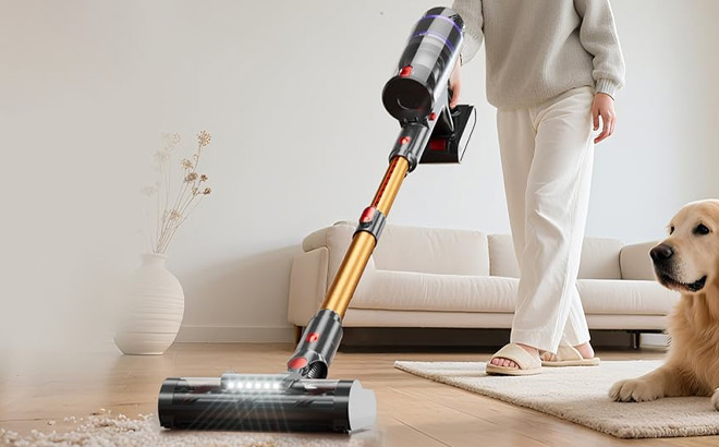 A Person Using Frecaer Cordless Vacuum Cleaner
