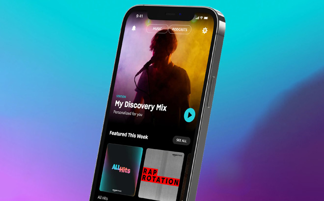 A Phone Showing the Amazon Music App