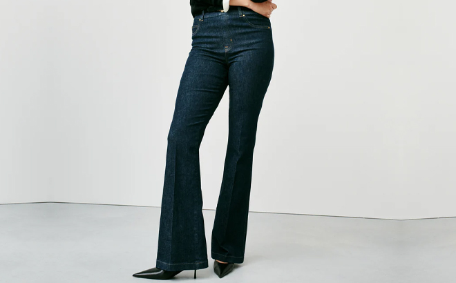 A Woman Wearing Spanx Flare Jeans