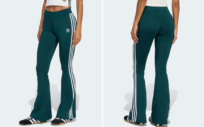 Adidas Womens Flared Leggings in Aurora Ivy White Adidas Womens Flared Leggings in Aurora Ivy White