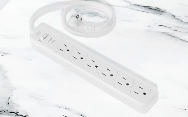 Amazon Basics Rectangle 6 Outlet on the Table