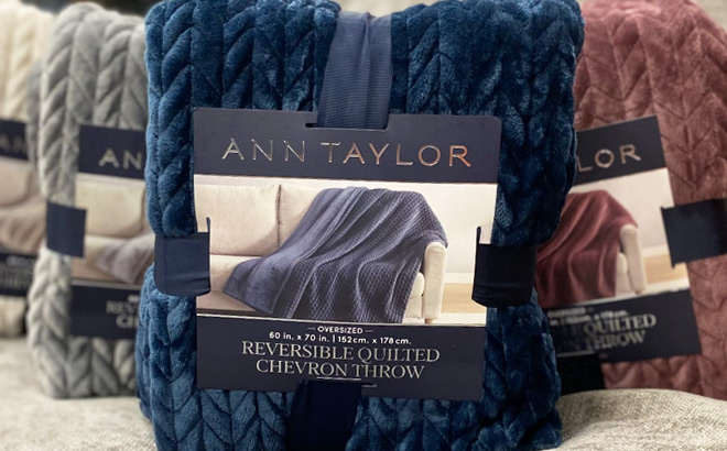 Ann Taylor Chevron Plush Throw Blankets