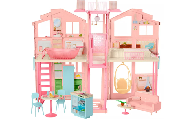 Barbie Hearth Hand Townhouse Playset with 3 Levels 40 Pieces Including Furniture Accessories
